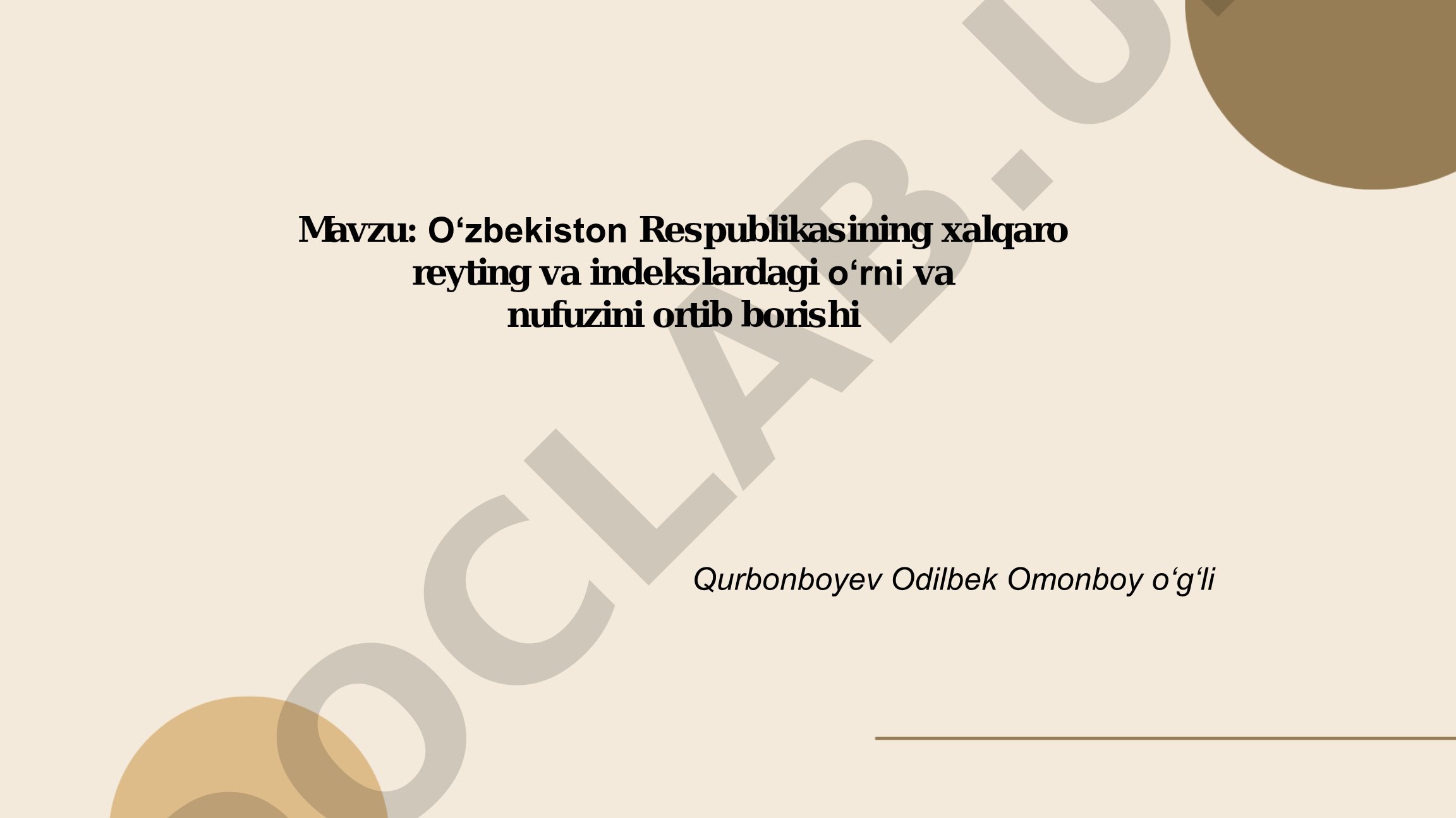 O‘zbekiston Respublikasining xalqaro reyting va indekslardagi o‘rni va nufuzini ortib borishi