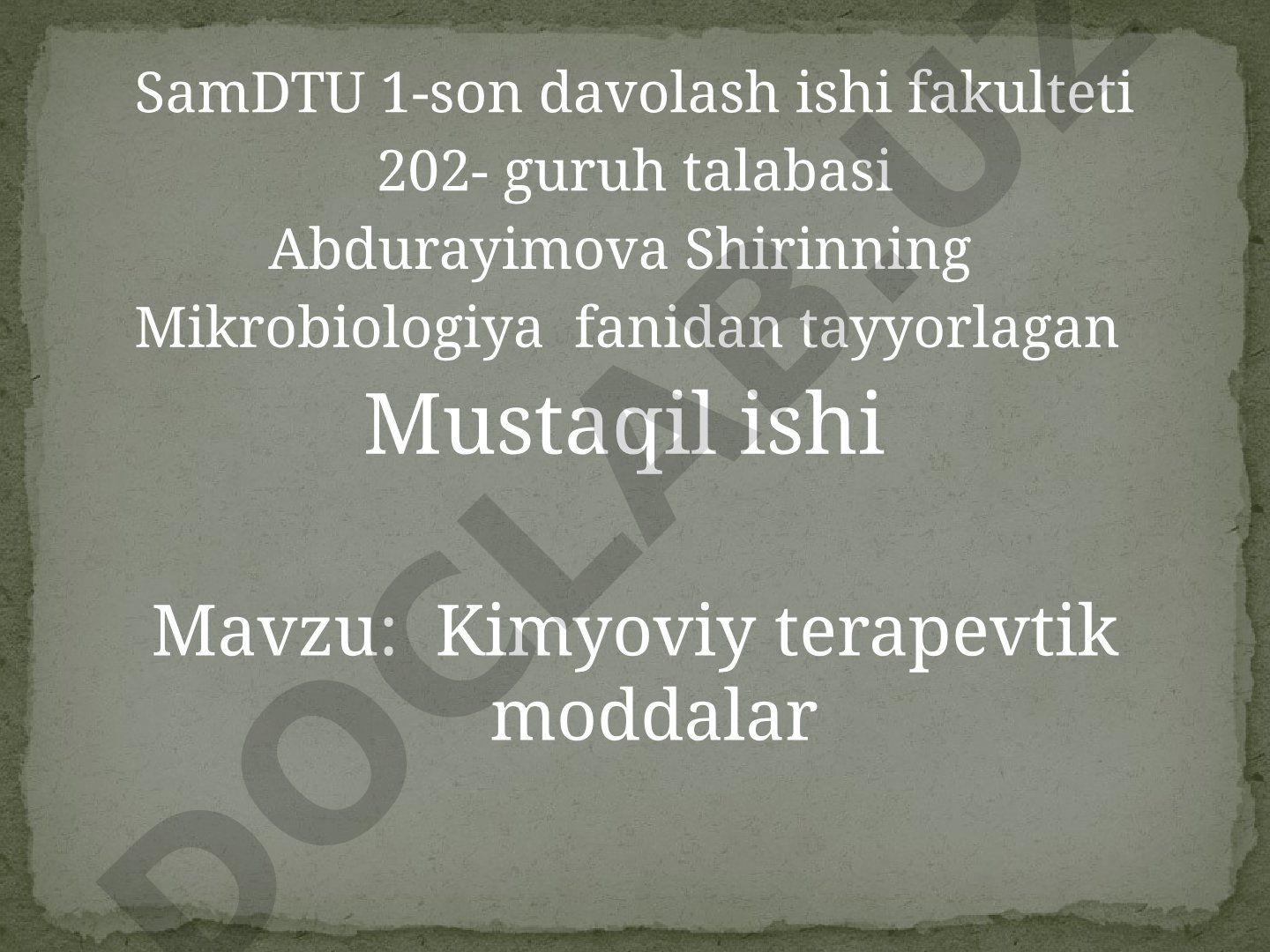 Kimyoviy terapevtik moddalar