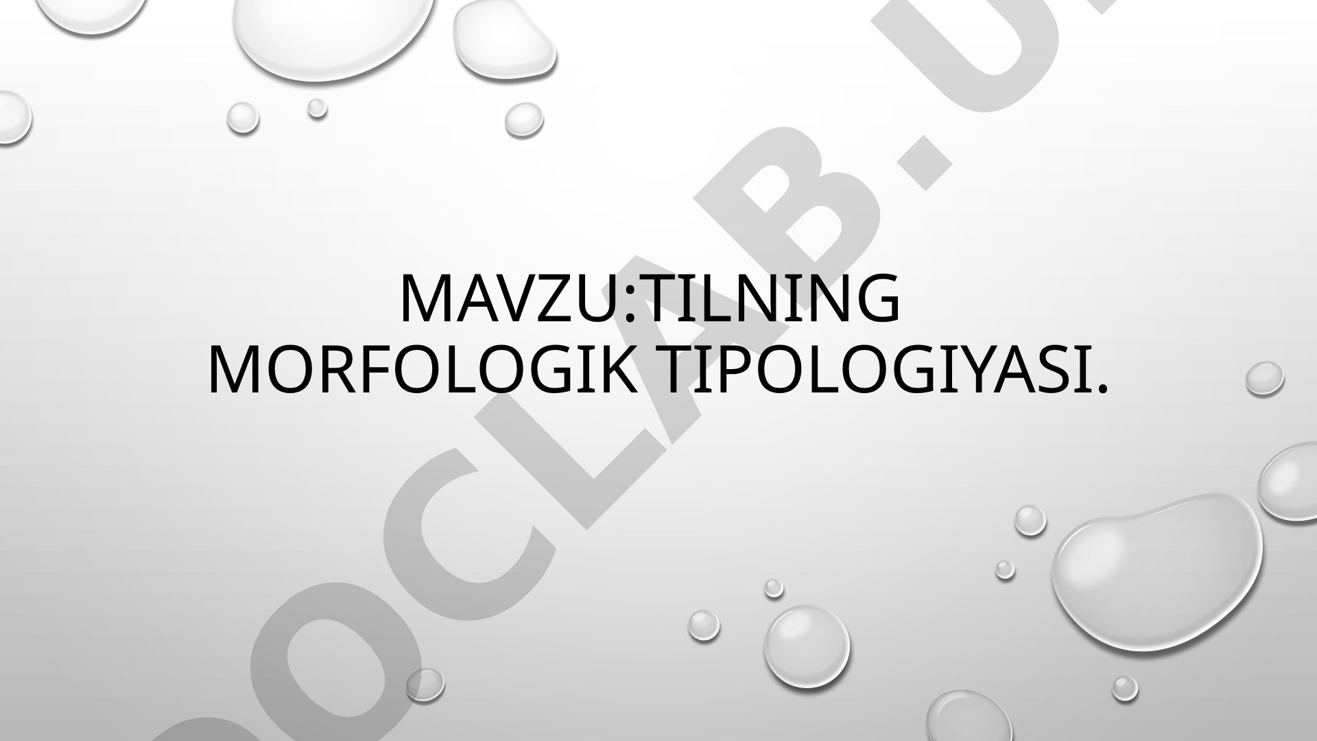Tilning morfologik tipologiyasi va jahon tillarining morfologik tasnifi