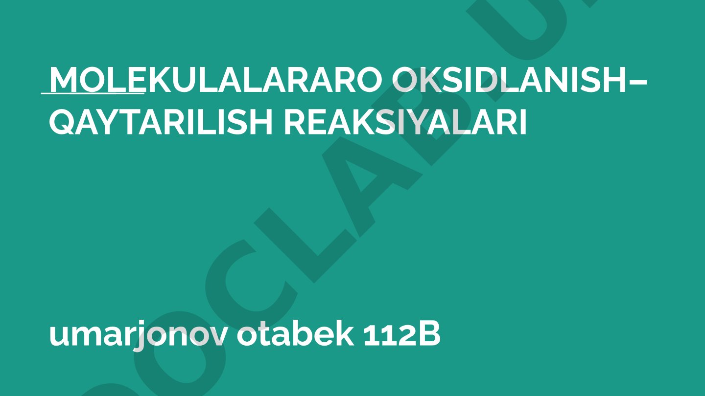 Molekulalararo oksidlanish-qaytarilish reaksiyalari