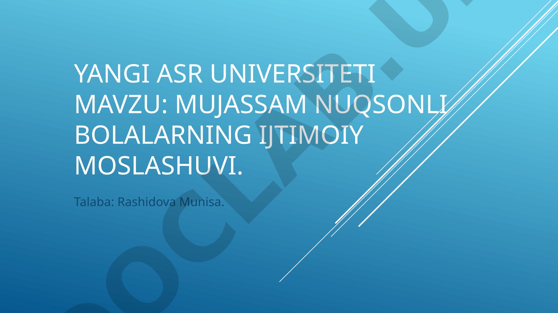 Mujassam nuqsonli bolalarning ijtimoiy moslashuvi