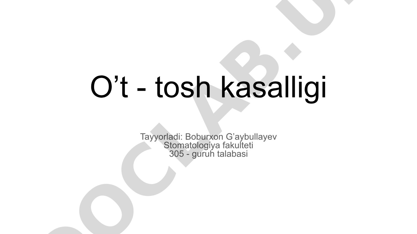O't tosh kasalligi