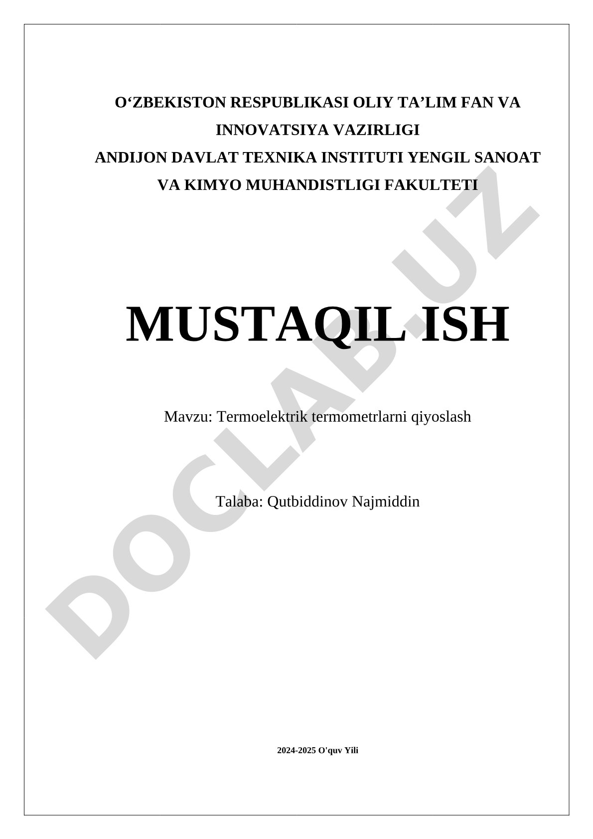 Termoelektrik termometrlarni qiyoslash