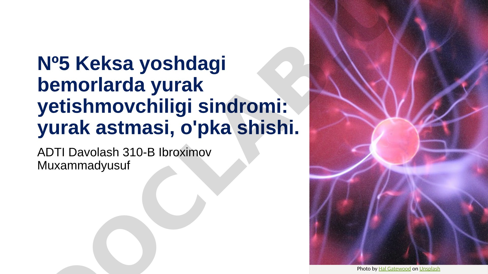 Keksa yoshdagi bemorlarda yurak yetishmovchiligi sindromi: yurak astmasi, o'pka shishi
