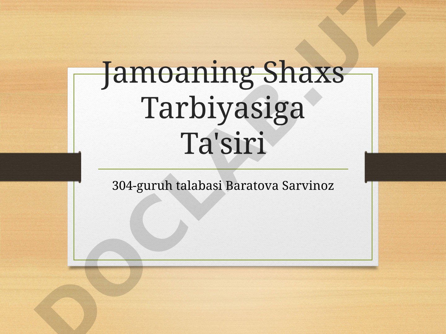 Jamoa va shaxs tarbiyasi