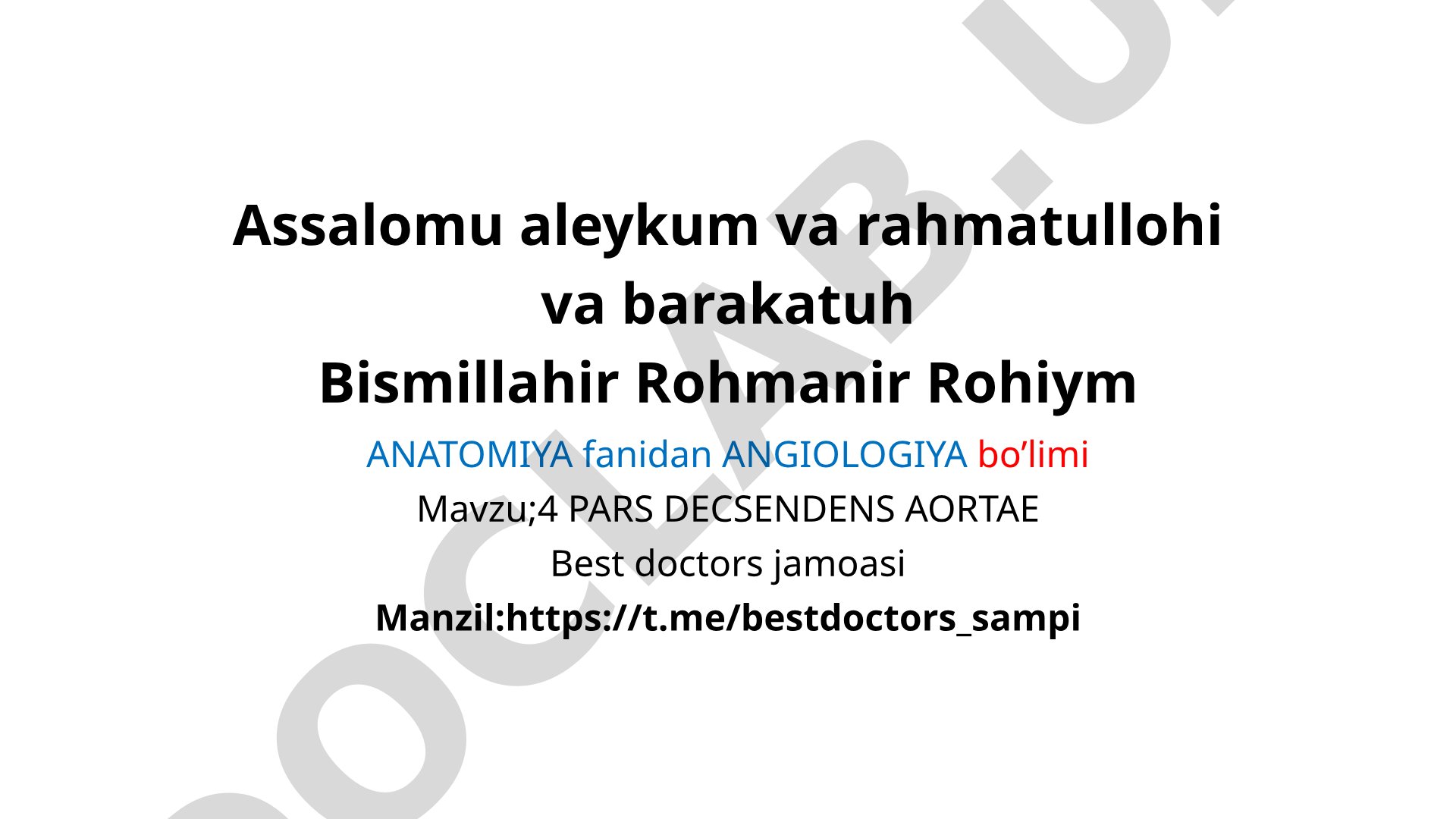 PARS DECSENDENS AORTAE: Ko'krak va qorin qismlari tuzilishi