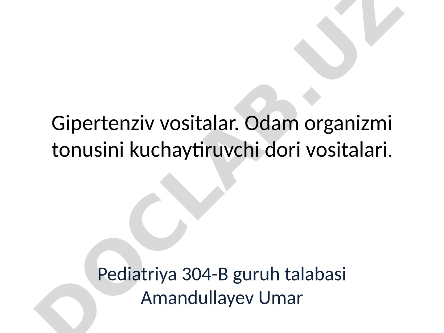 Gipertenziv vositalar. Odam organizmi tonusini kuchaytiruvchi dori vositalari