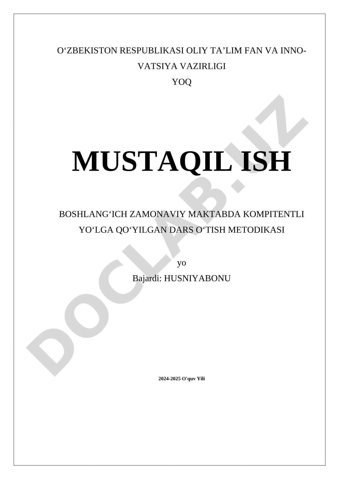 Boshlang'ich zamonaviy maktabda kompetentli yo'lga qo'yilgan dars o'tish metodikasi