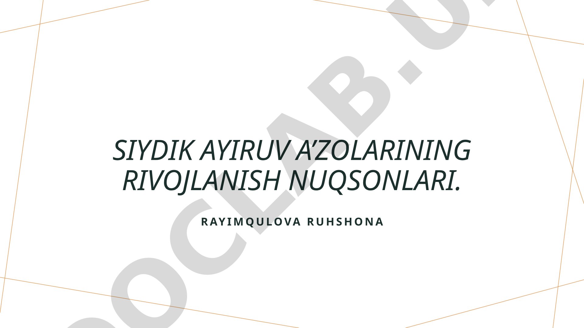 Siydik ayiruv a'zolarining rivojlanish nuqsonlari