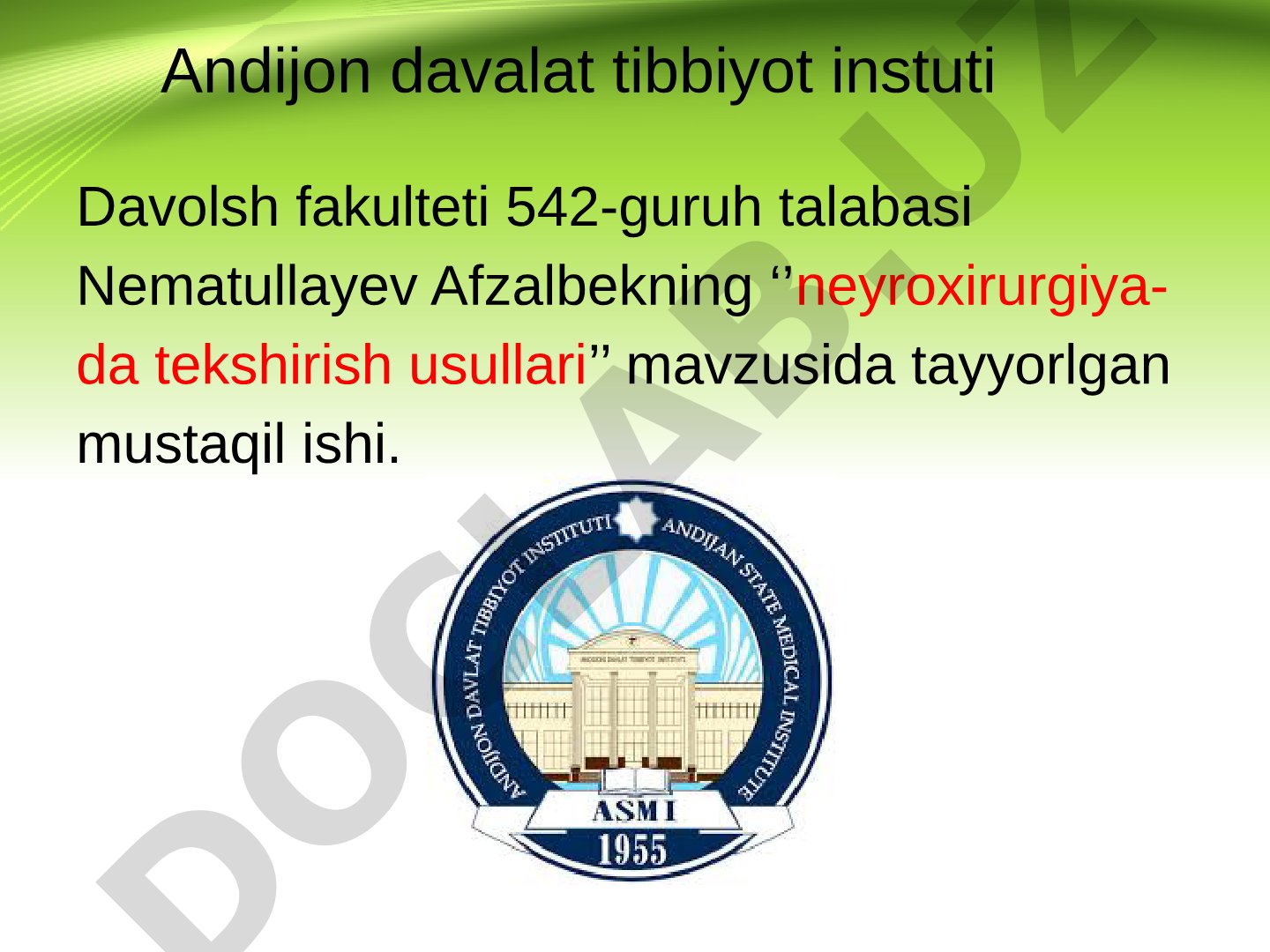 Neyroxirurgiyada tekshirish usullari