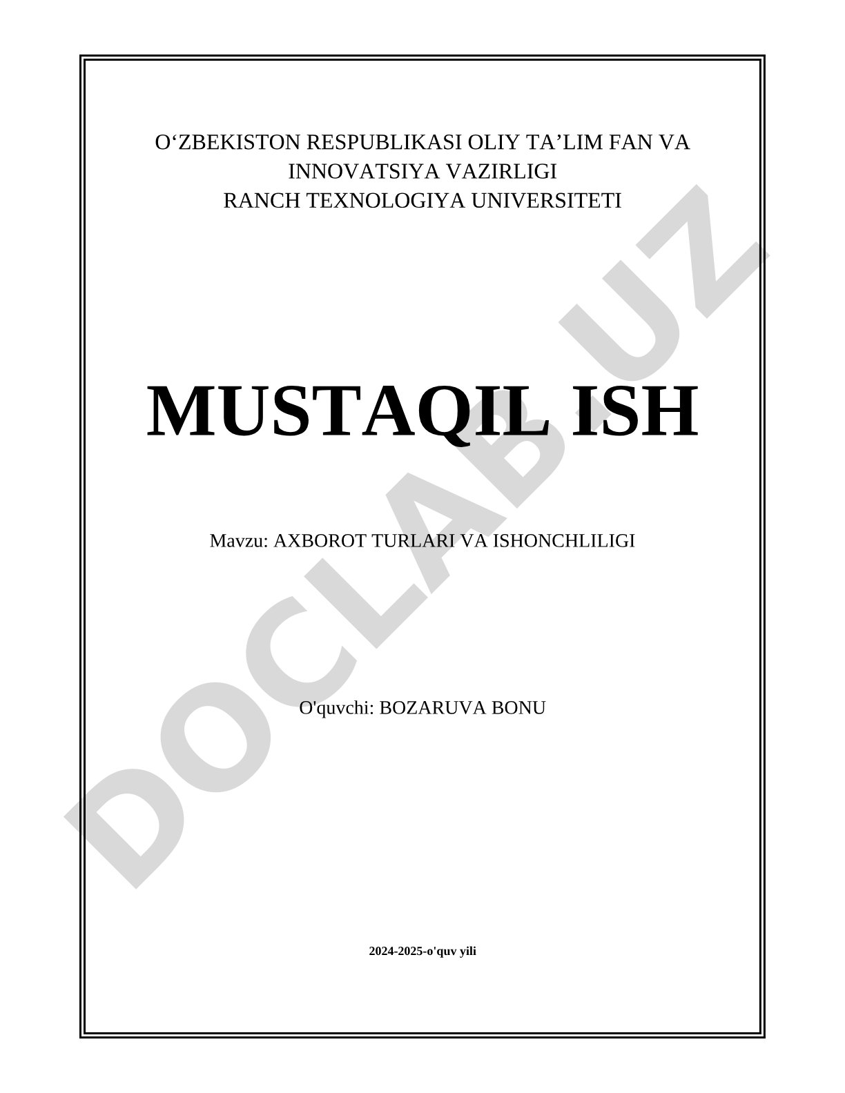 Axborot turlari va ishonchliligi