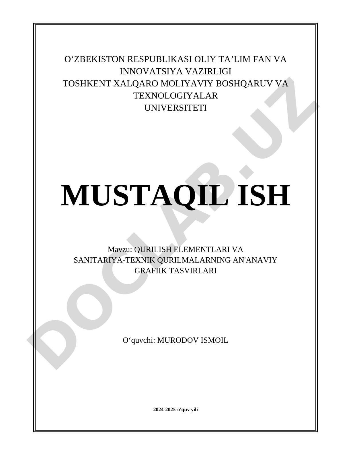 Qurilish elementlari va sanitariya-texnik qurilmalarning an'anaviy grafik tasvirlari