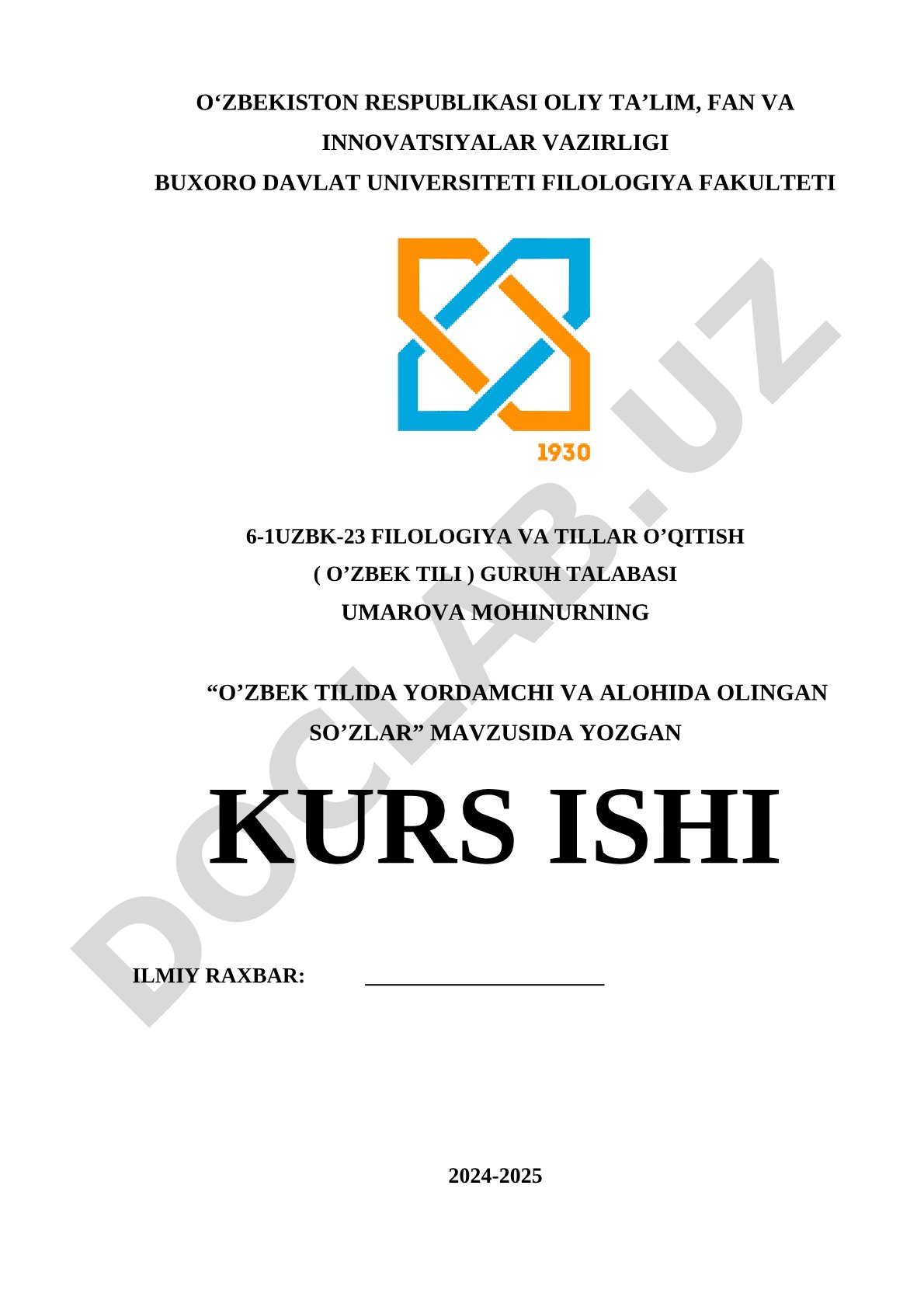 O'zbek tilida yordamchi va alohida olingan so'zlar