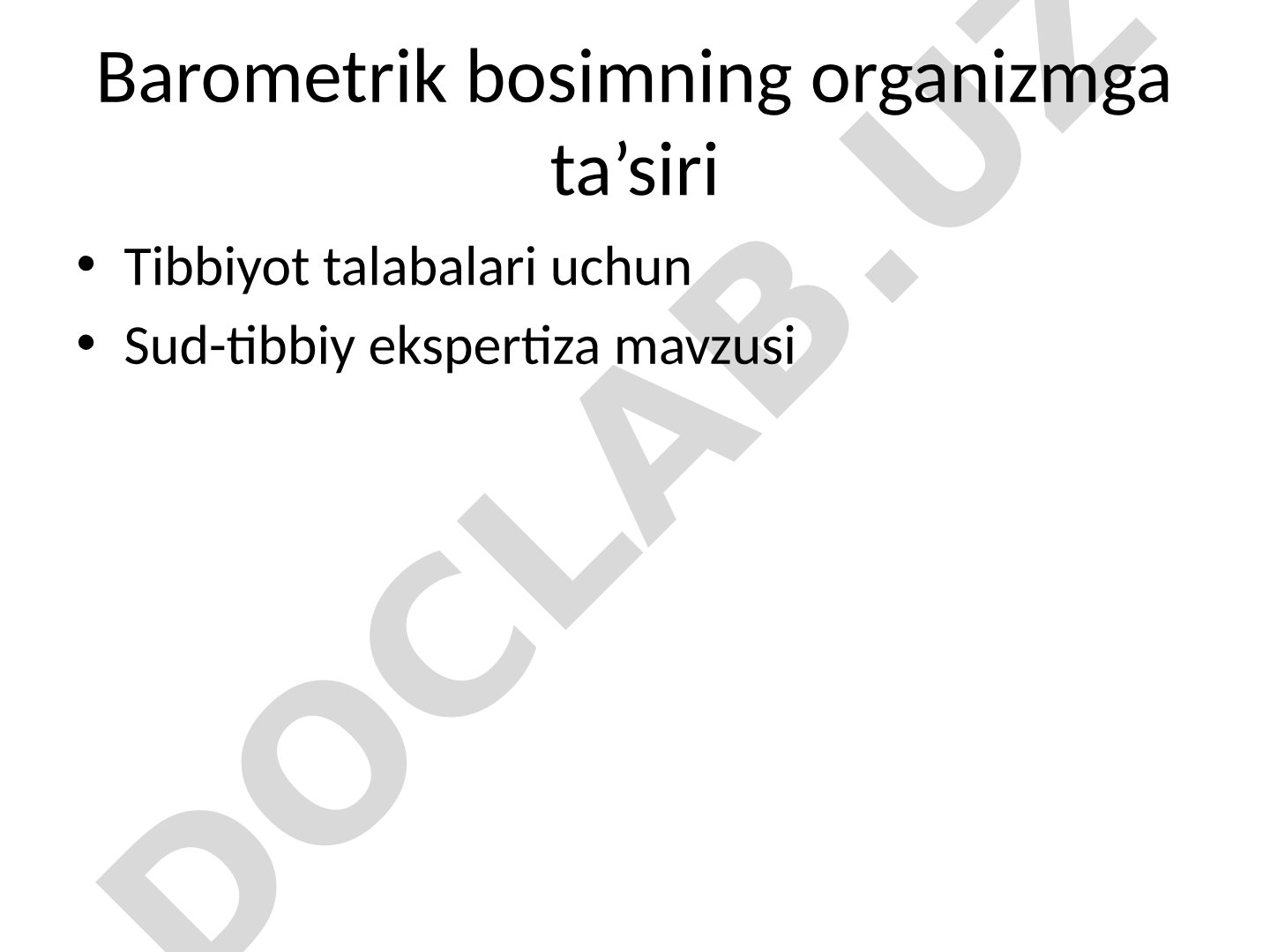 Barometrik bosimning organizmga ta'siri