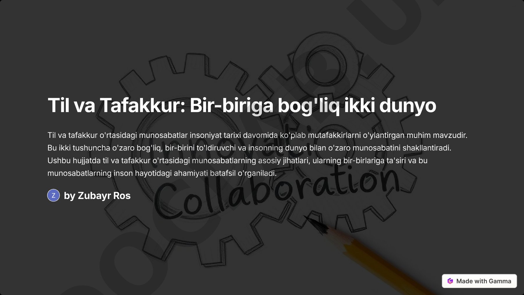 Til va tafakkur o'rtasidagi munosabatlar