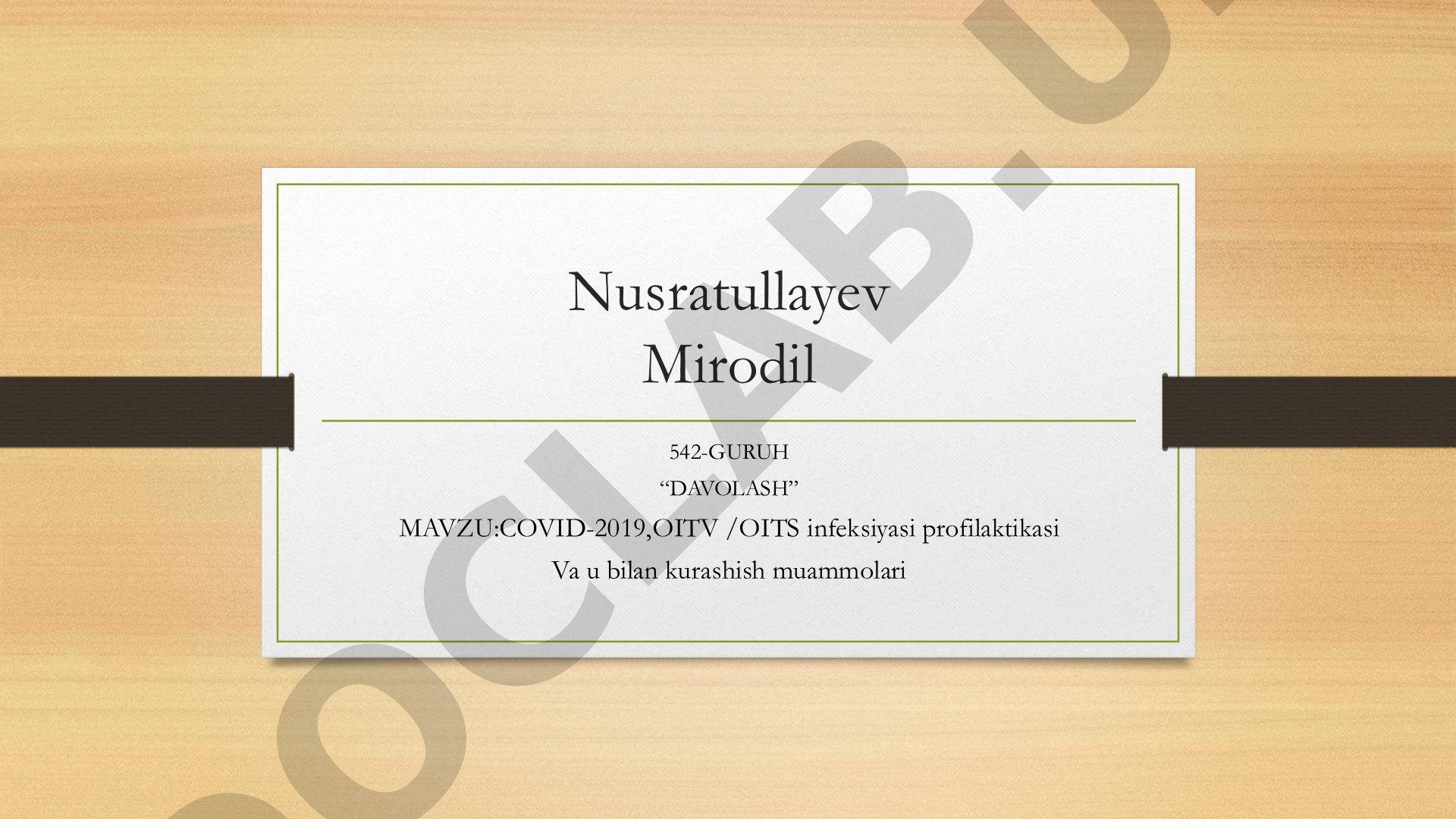 COVID-19, OITV/OITS infeksiyasi profilaktikasi va u bilan kurashish muammolari