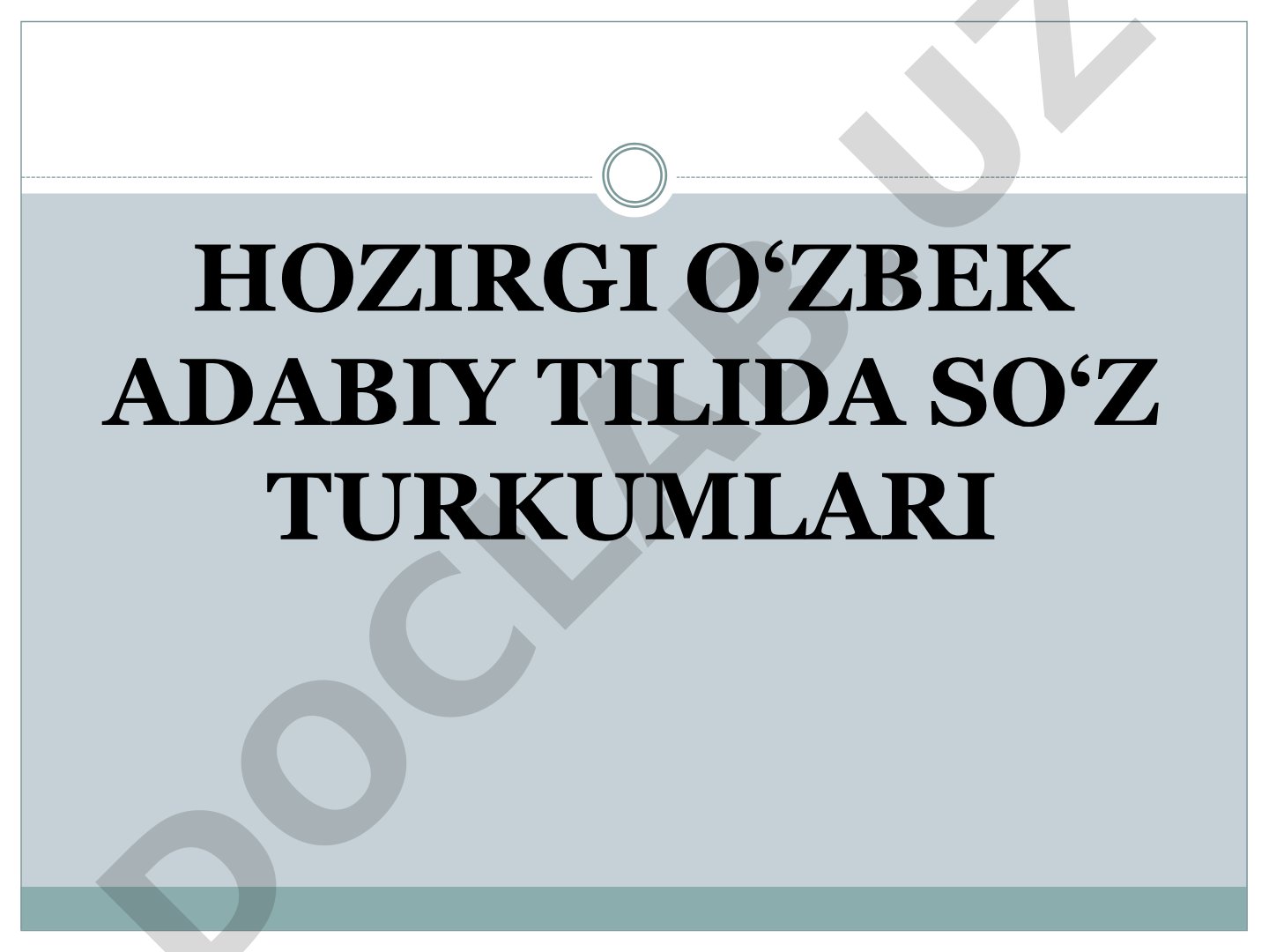 O'zbek adabiy tilida so'z turkumlari