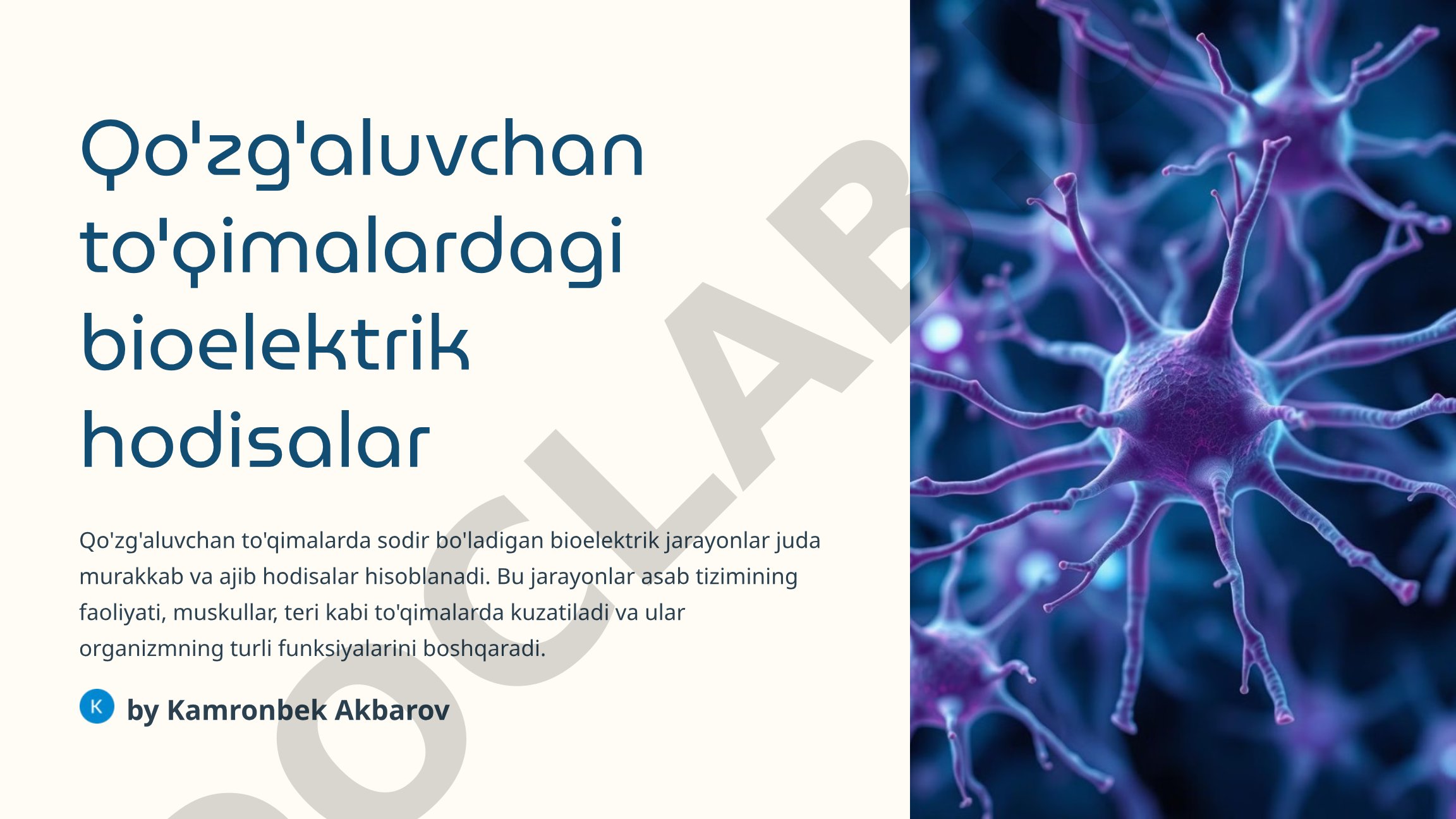 Qo'zg'aluvchan to'qimalardagi bioelektrik hodisalar
