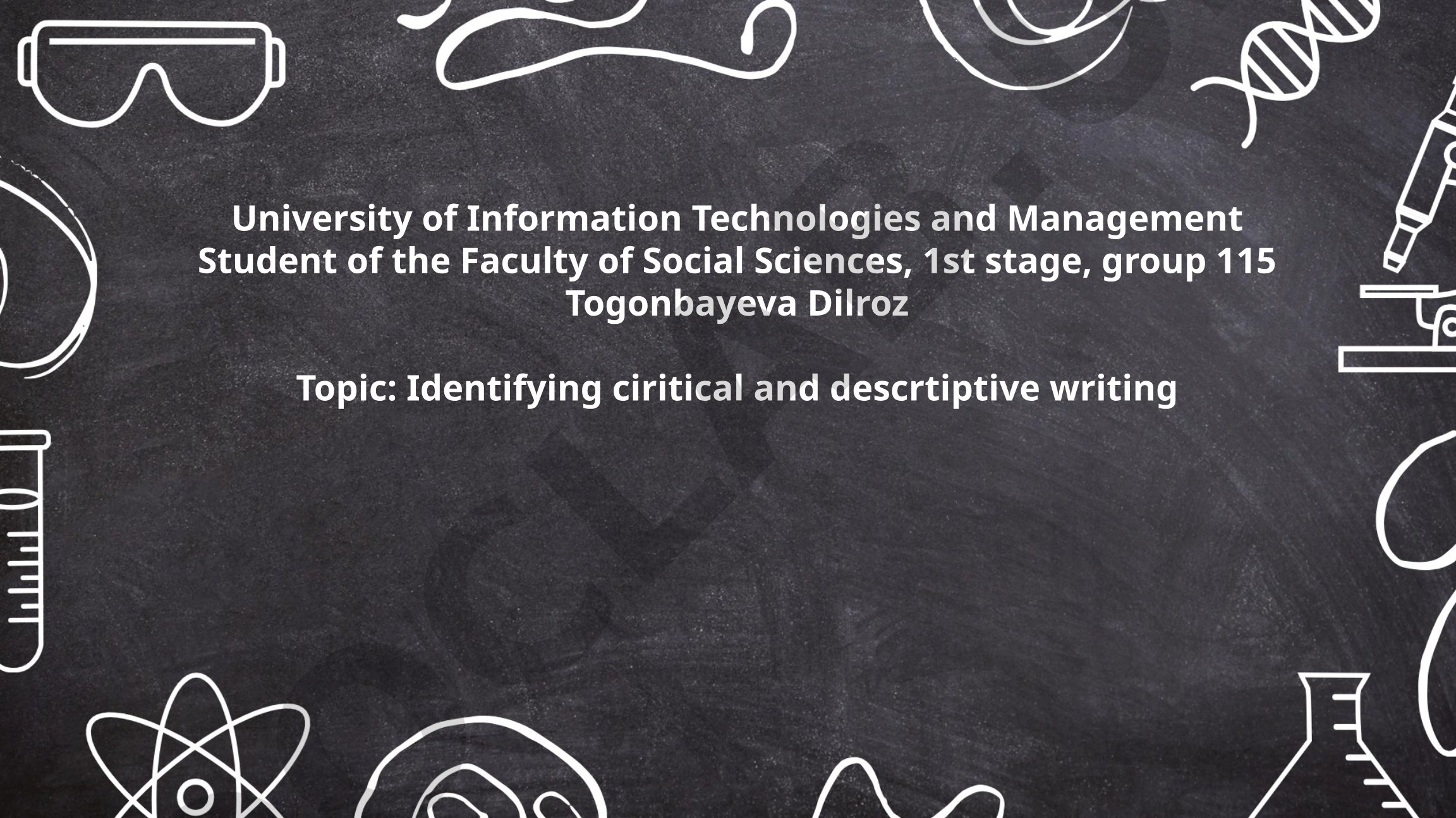 Identifying critical and descriptive writing