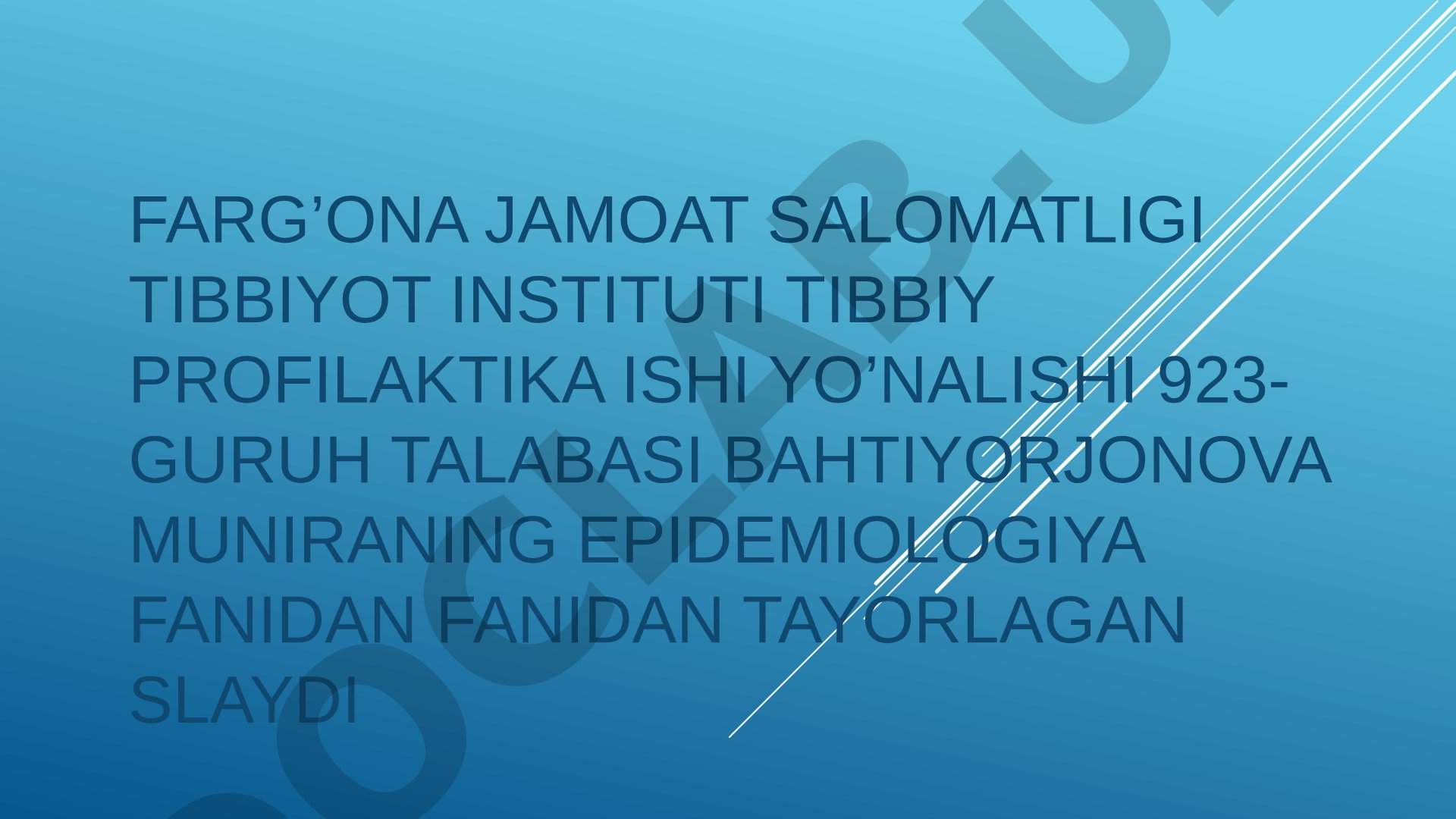 Epidemiyaga qarshi chora tadbirlar tizimi. Yuqumli kasalliklar kabinentining ish faoliyati bilan tanishish