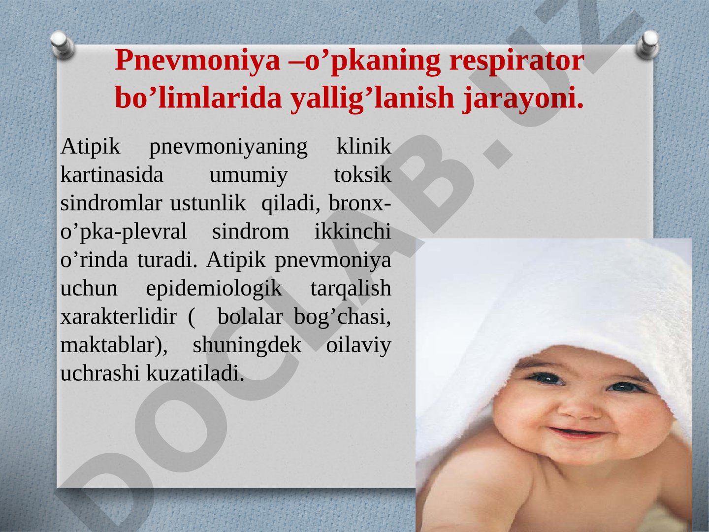 Atipik pnevmoniyalar: mikoplazmali, xlamidiyali, legionellezli, pnevmosistli, sitomegalovirusli