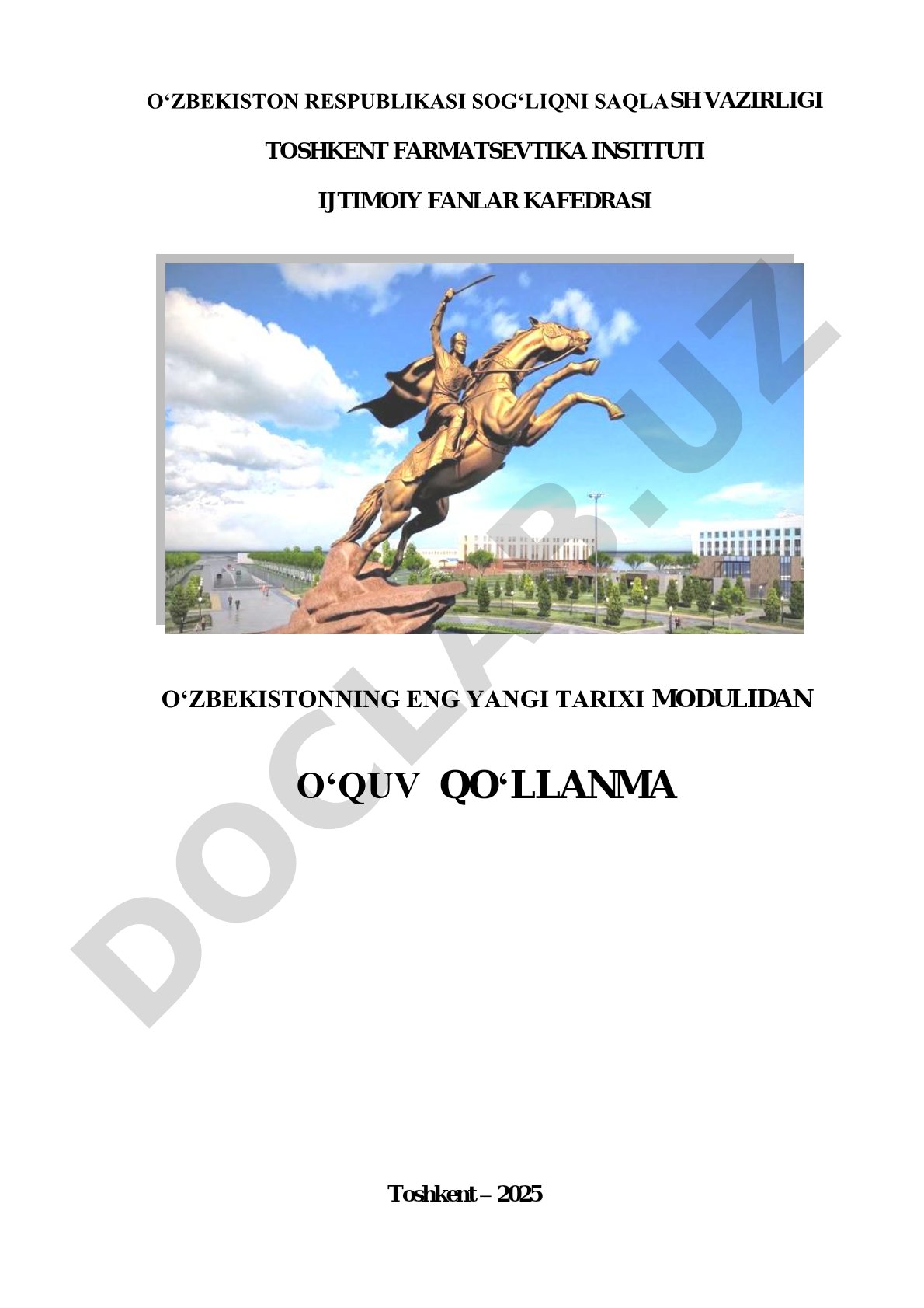 O‘zbekistonning eng yangi tarixi modulidan o‘quv qo‘llanma