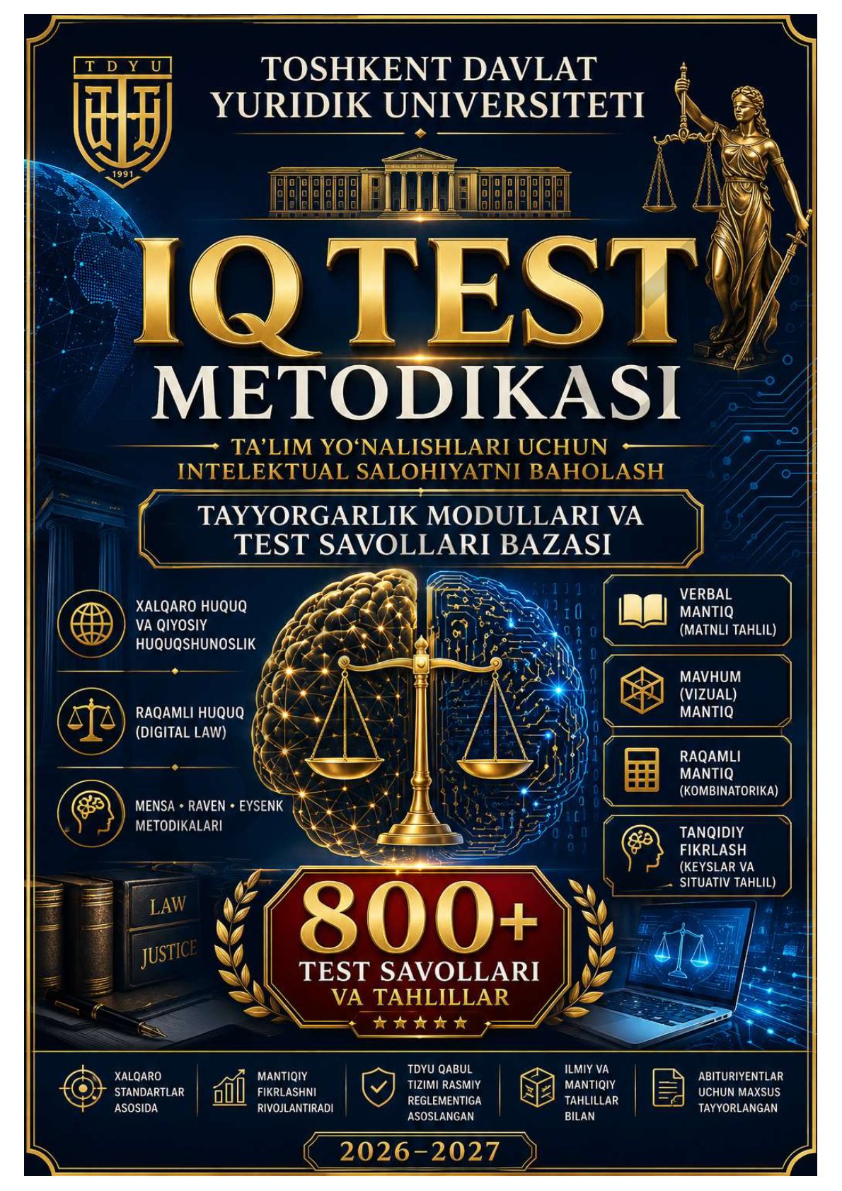 YURIDIK UNIVERSITET KIRISH IQ TESTLARI