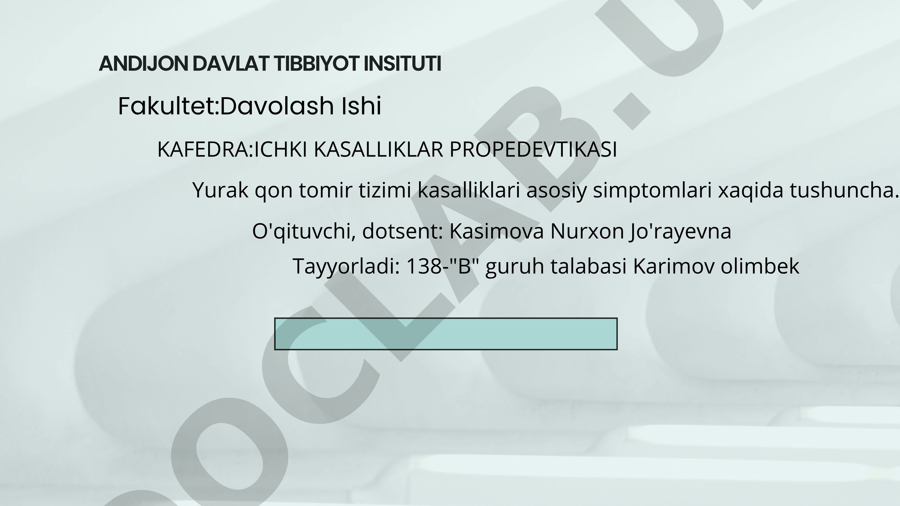Yurak qon tomir tizimi kasalliklari asosiy simptomlari
