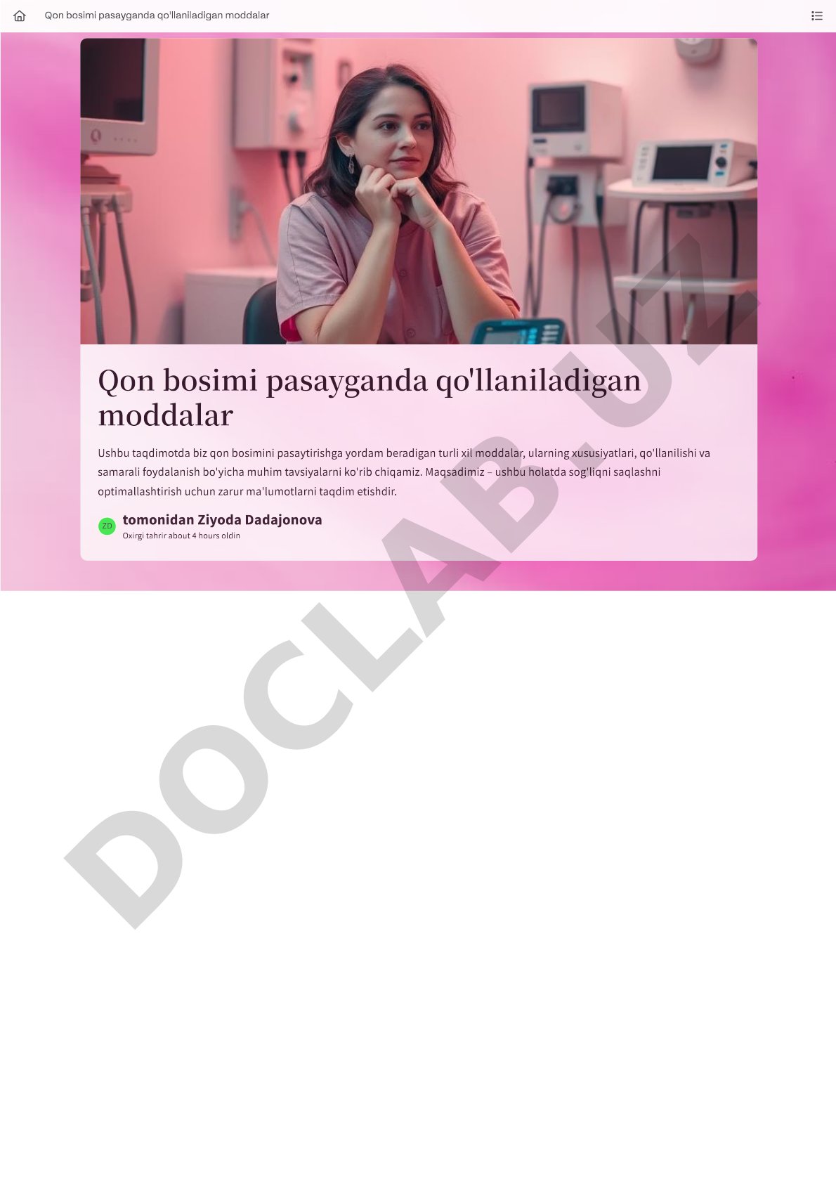 Qon bosimi pasayganda qo'llaniladigan moddalar