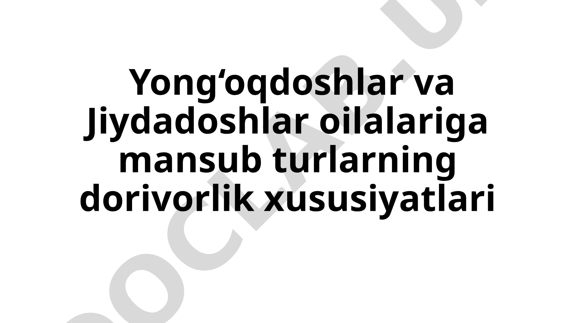 Yong‘oqdoshlar va Jiydadoshlar oilalariga mansub turlarning dorivorlik xususiyatlari