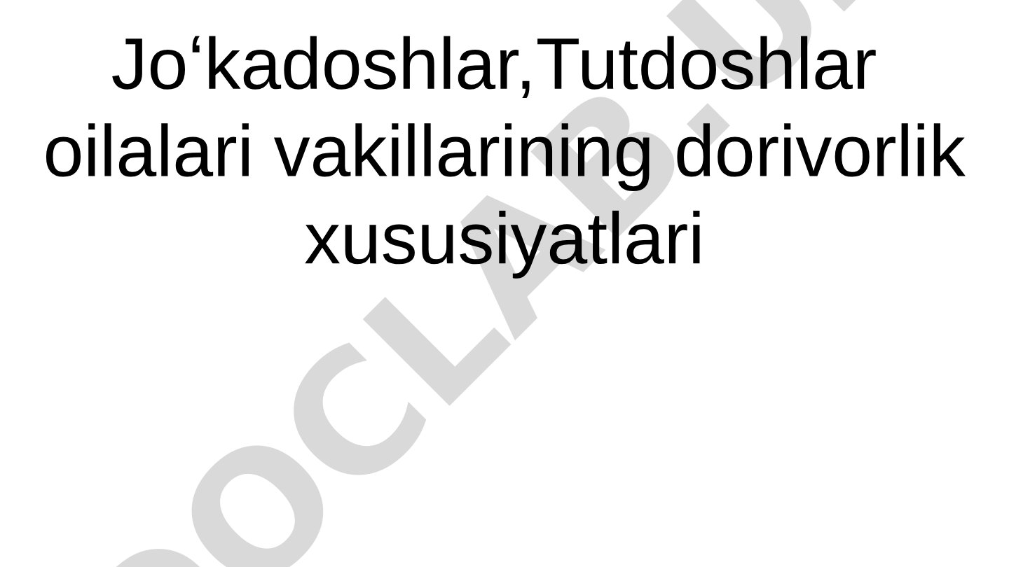 Joʻkadoshlar va tutdoshlar oilalari vakillarining dorivorlik xususiyatlari