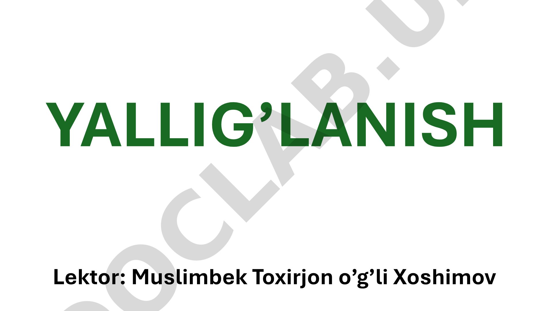 Yallig'lanish haqida umumiy ma'lumot