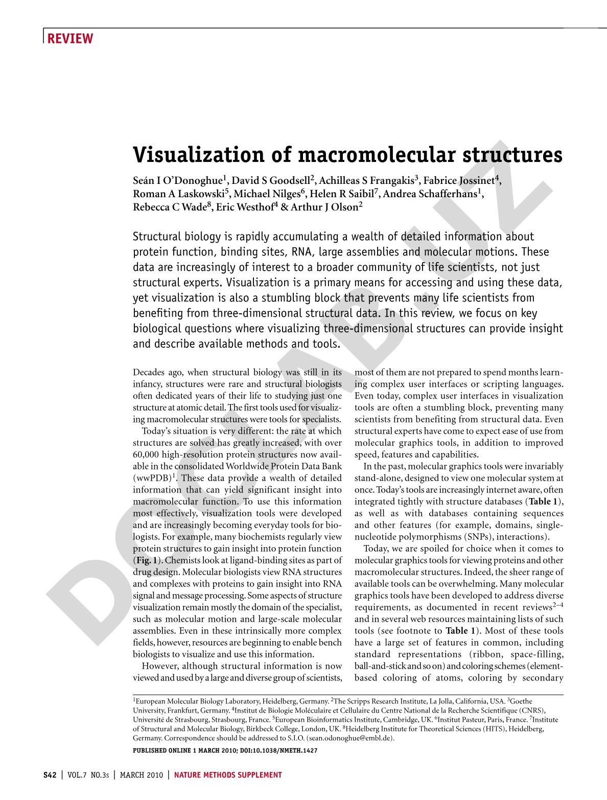 Structural biology visualization tools