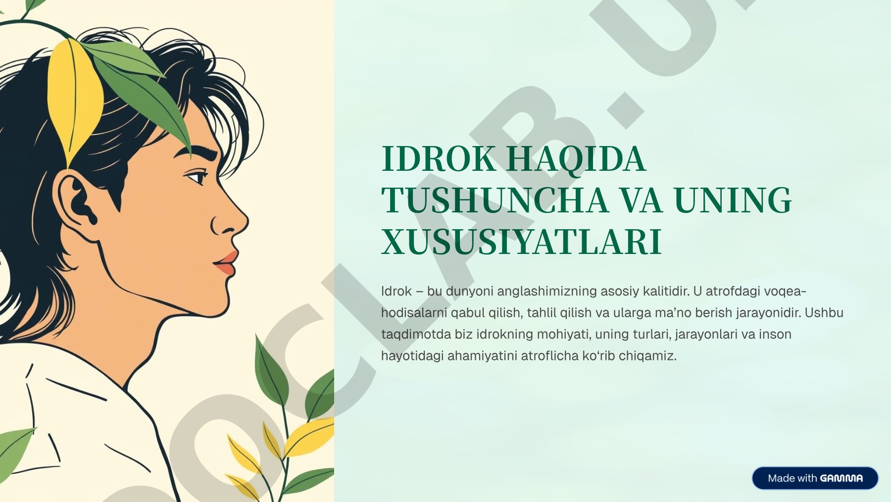 Idrok haqida tushuncha va uning xususiyatlari