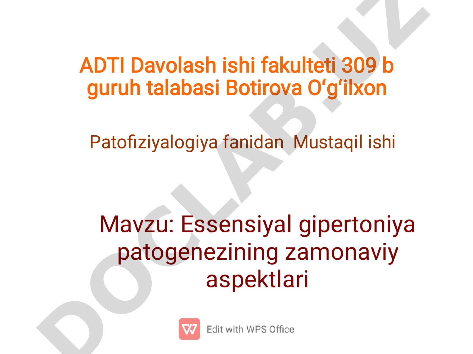 Essensial gipertoniya patogenezining zamonaviy aspektlari