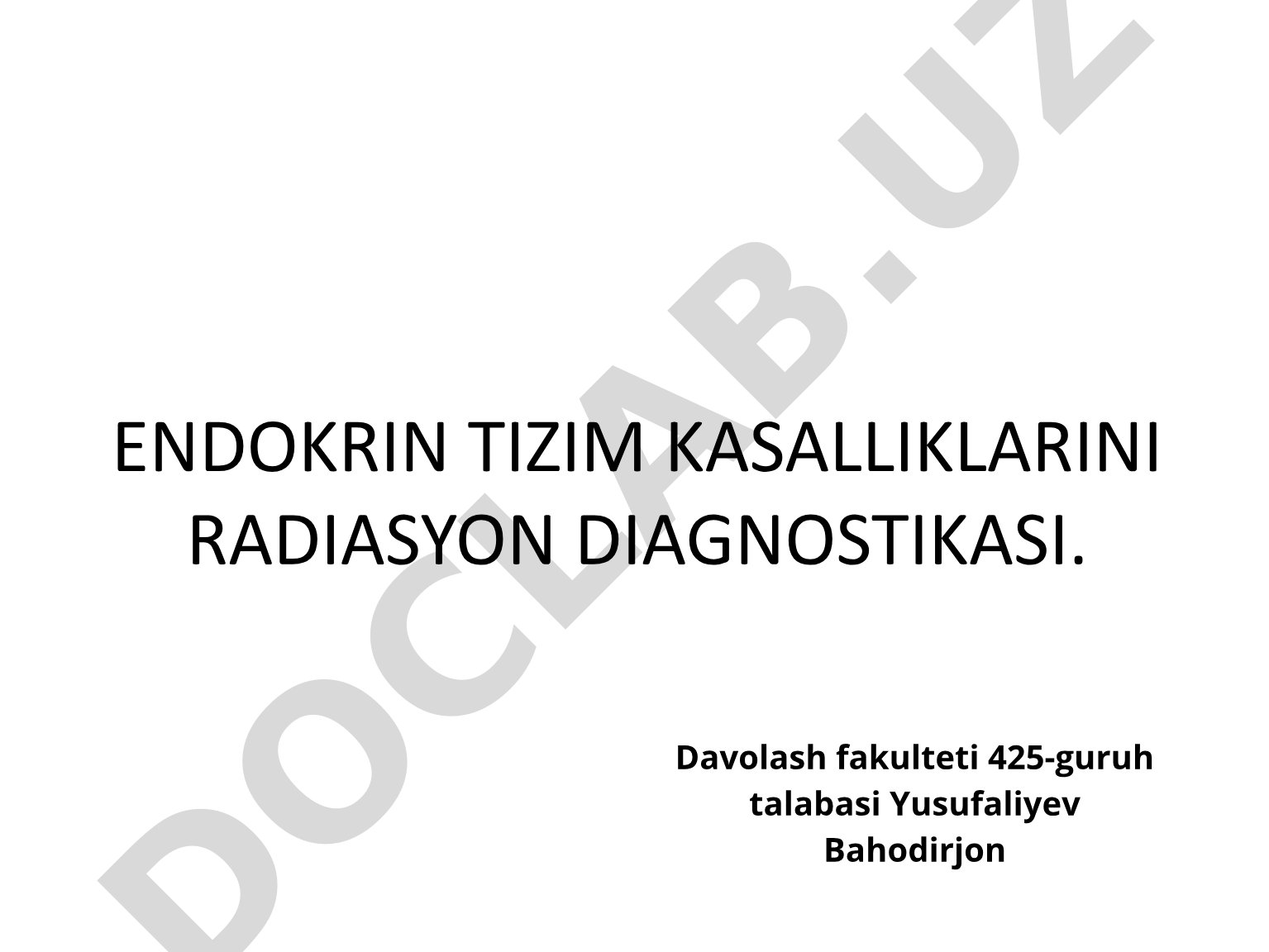 Endokrin tizim kasalliklarini radiasyon diagnostikasi