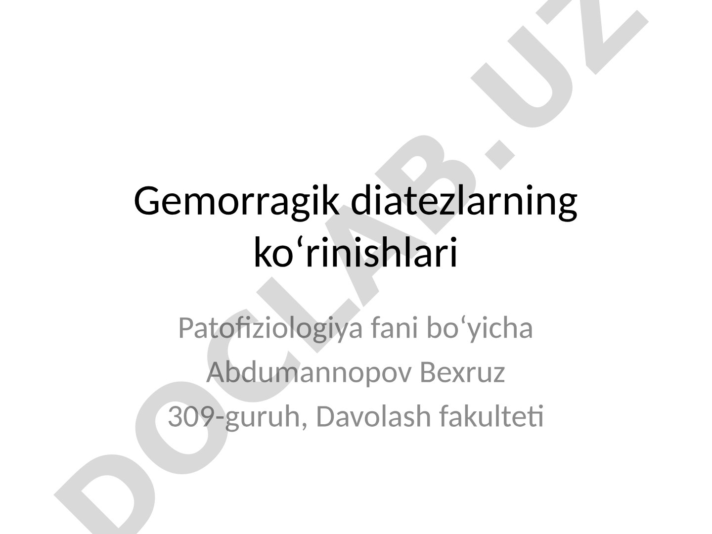 Gemorragik diatezlarning ko‘rinishlari va patofiziologiyasi