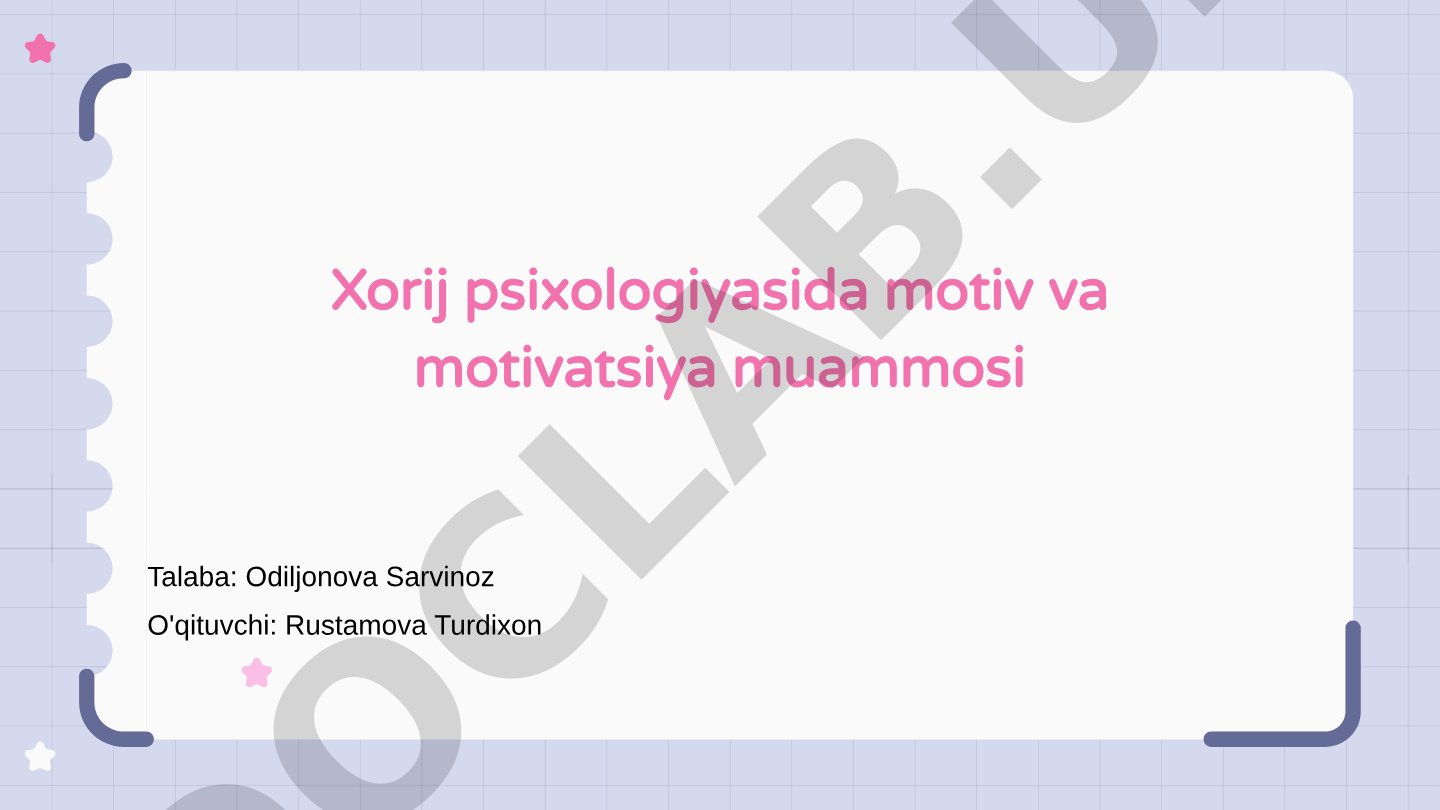 Xorij psixologiyasida motiv va motivatsiya muammosi