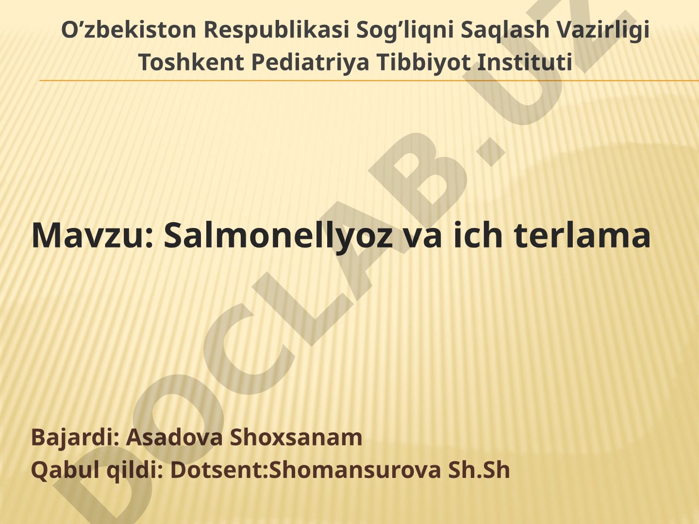 Salmonellyoz va ich terlama
