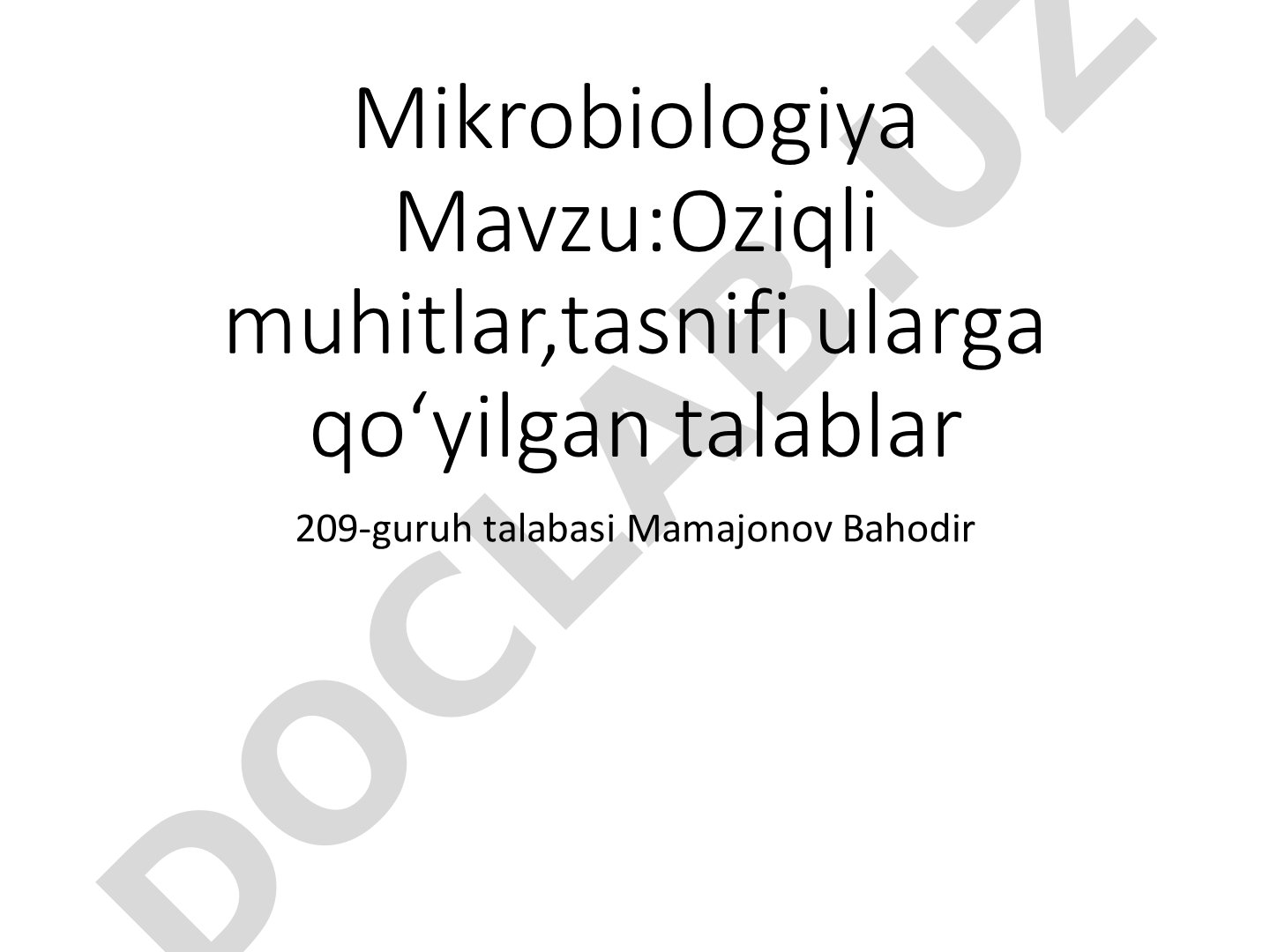 Oziqli muhitlar, tasnifi ularga qoʻyilgan talablar