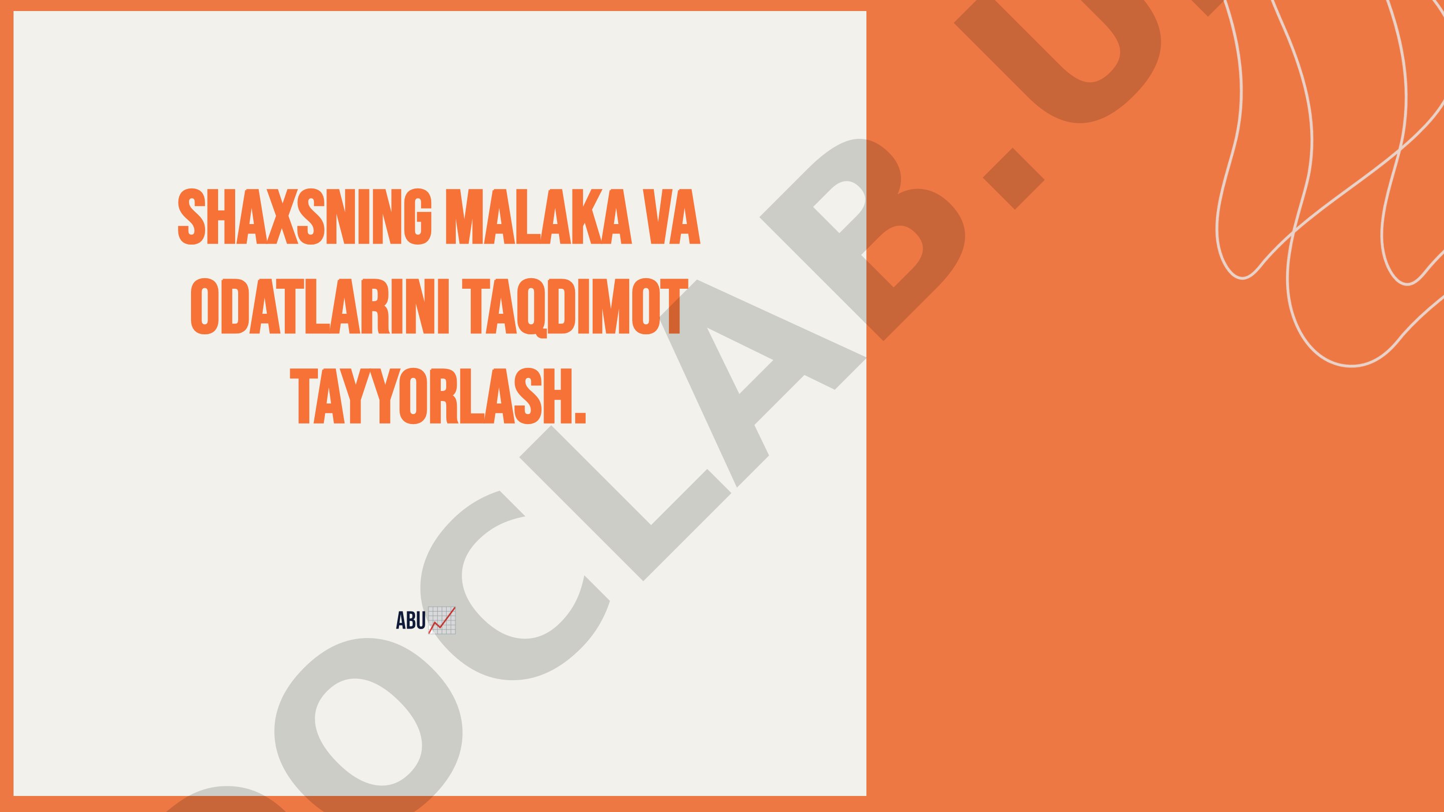 Shaxsning malaka va odatlarini rivojlantirish