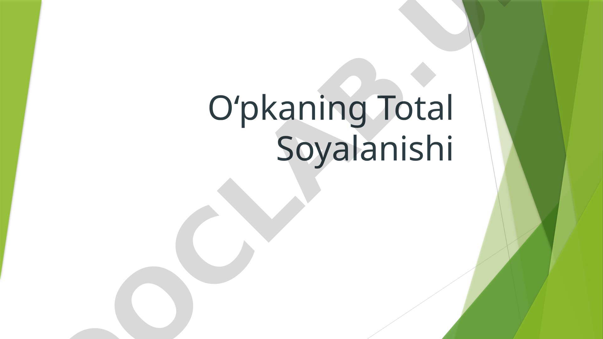 O'pkaning total soyalanishi: sabablari, tashxisi va davolash