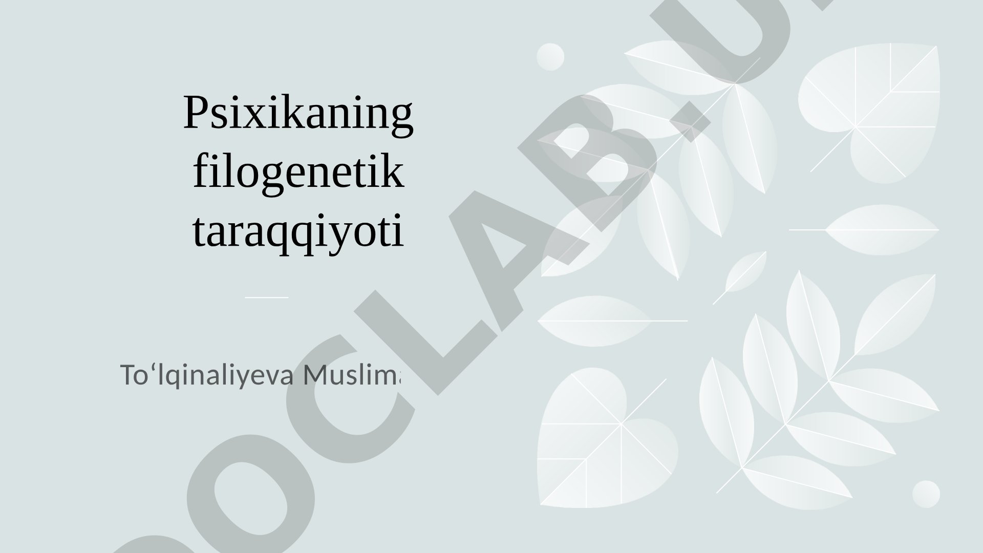 Psixikaning filogenetik taraqqiyoti