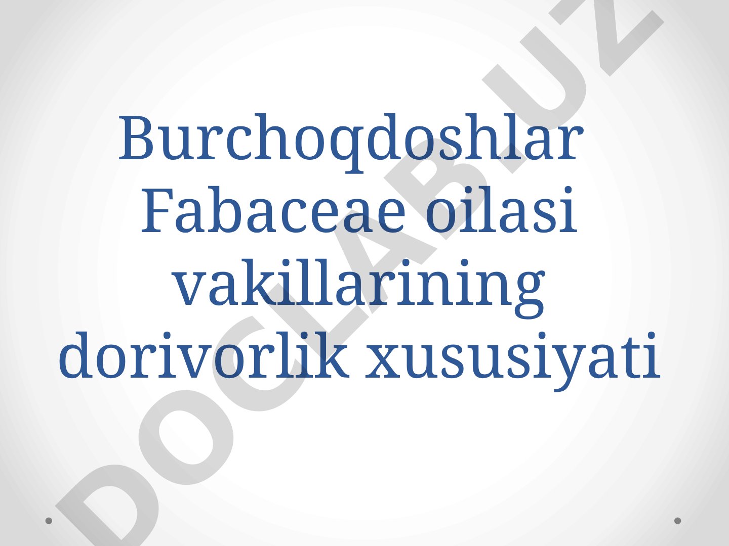 Burchoqdoshlar Fabaceae oilasi vakillarining dorivorlik xususiyati