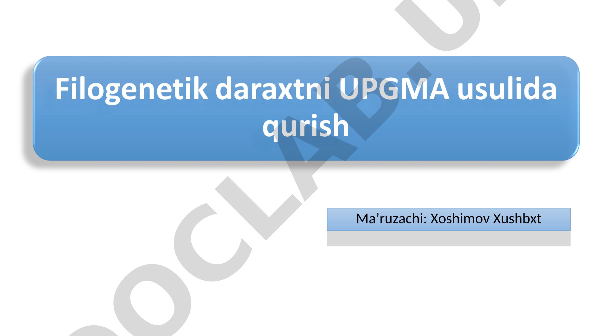 Xoshimov Xushbxt ma'ruzasi