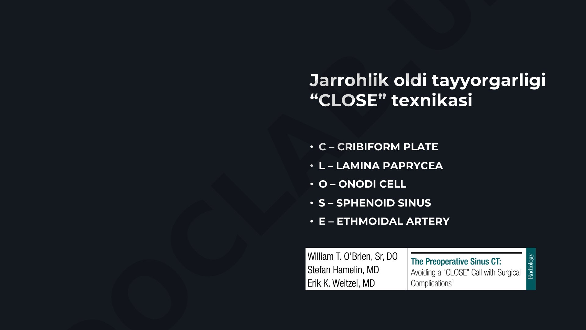 Endoskopik sinus jarrohligi oldidan kompyuter tomografiyasini tahlil qilish