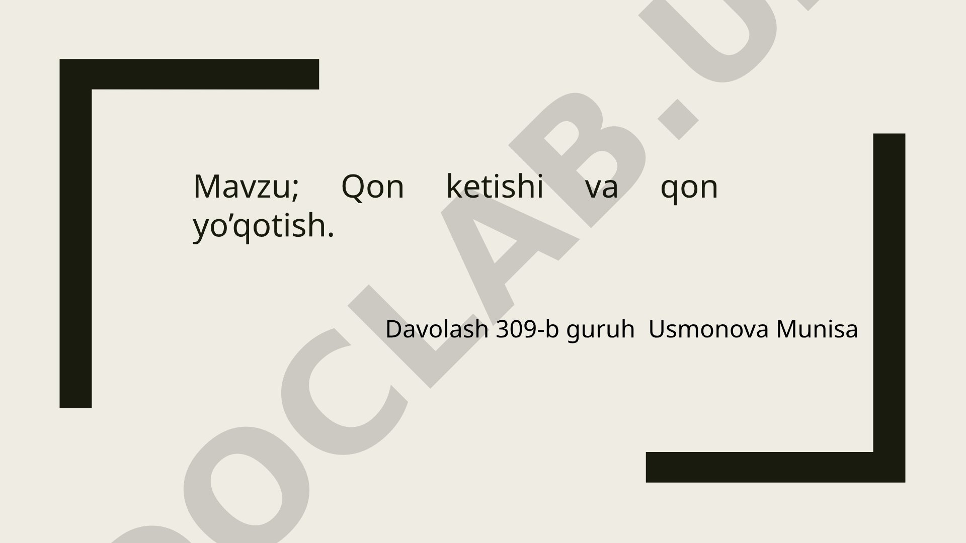 Qon ketishi va qon yo'qotish. Davolash