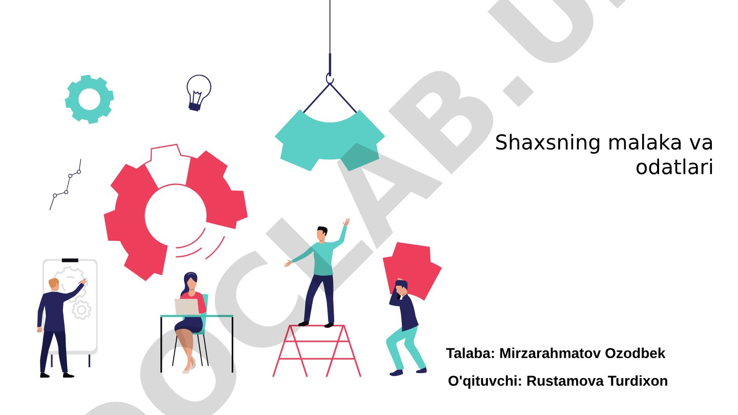 Shaxsning malaka va odatlari