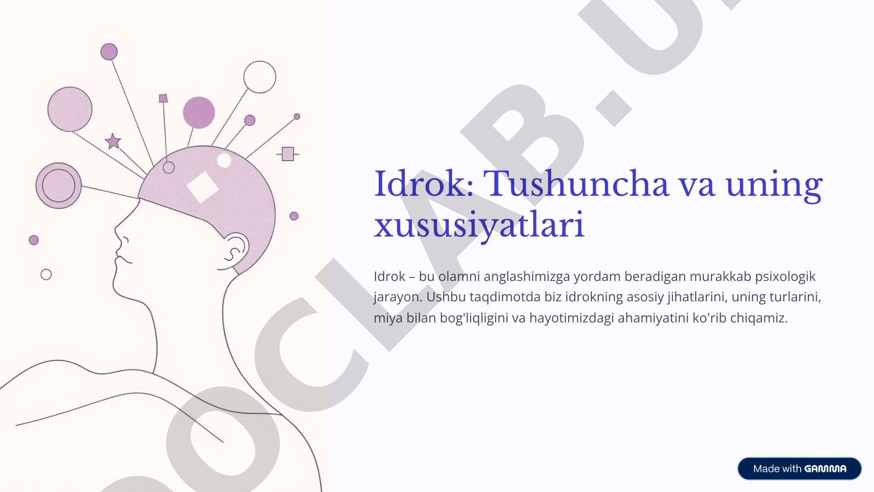 Idrok: tushuncha va uning xususiyatlari