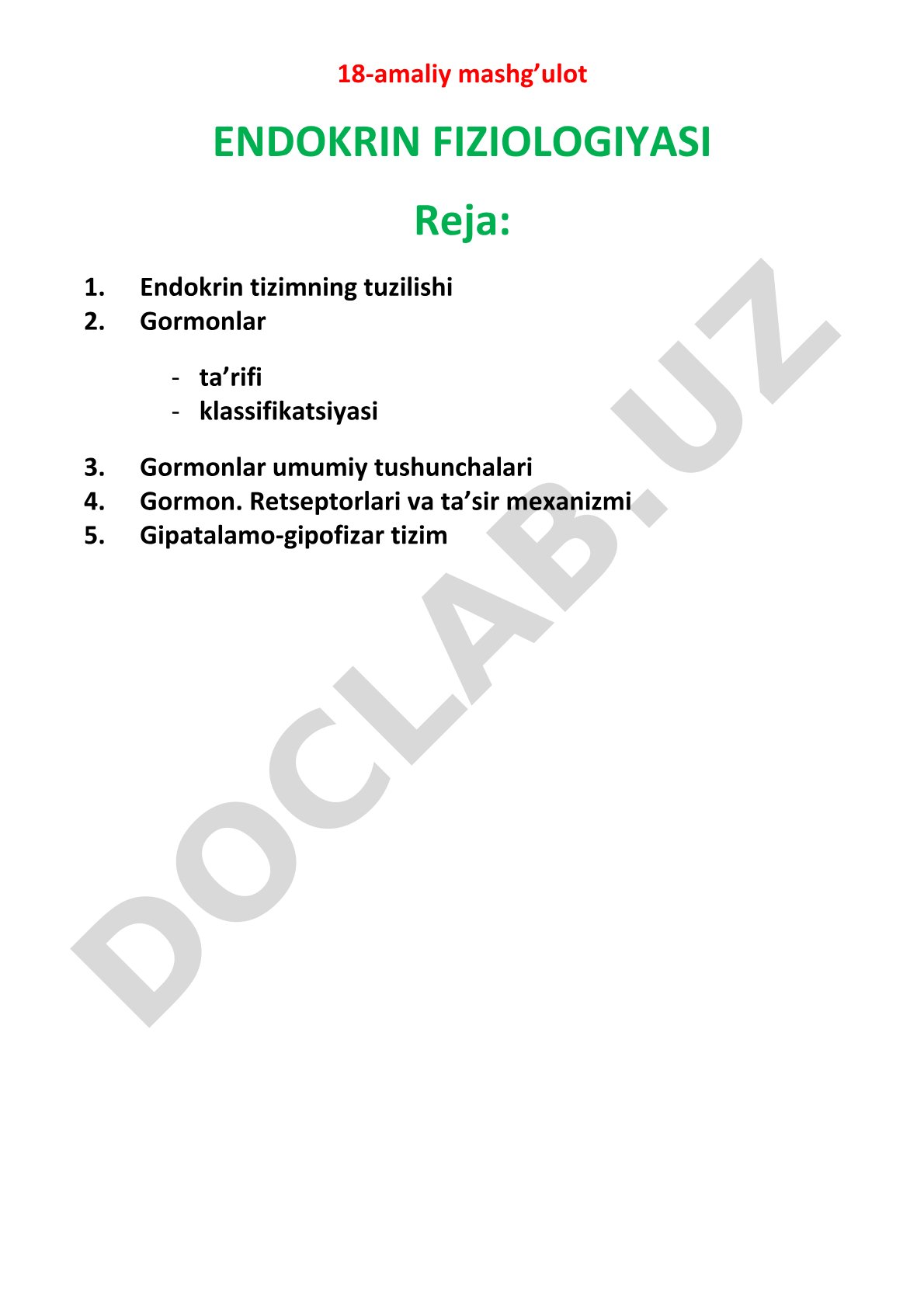 Endokrin fiziologiyasi